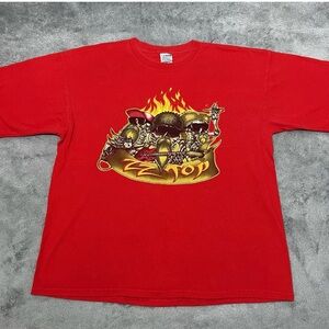 ZZ Top Vintage Skeletons in Hell Concert T-shirt Red Mens XL